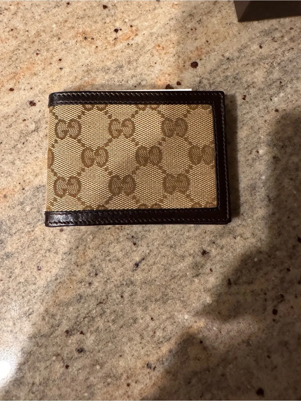 Gucci Brown Trim Beige Monogram Card Holder
